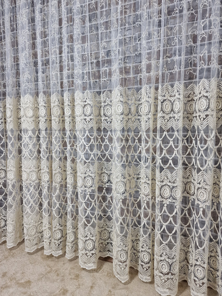 Perdea din tul cu broderie crem si fir auriu - CASABLANCA Perdea din tul cu broderie crem si fir auriu CasaBlanca Curtains & Drapes 40.00 CASABLANCA  CASABLANCA