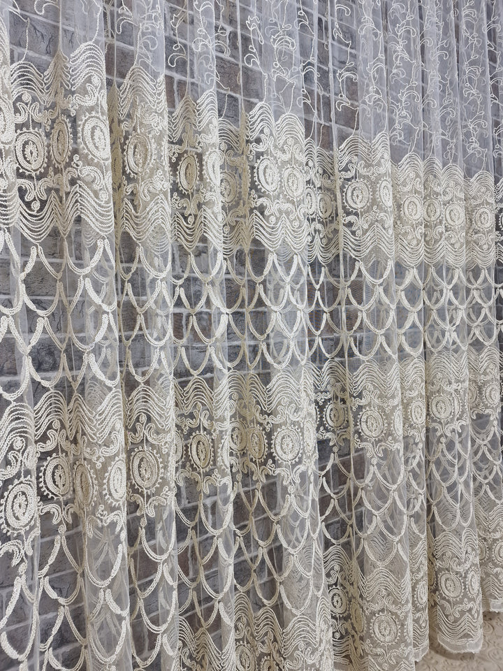 Perdea din tul cu broderie crem si fir auriu - CASABLANCA Perdea din tul cu broderie crem si fir auriu CasaBlanca Curtains & Drapes 40.00 CASABLANCA  CASABLANCA