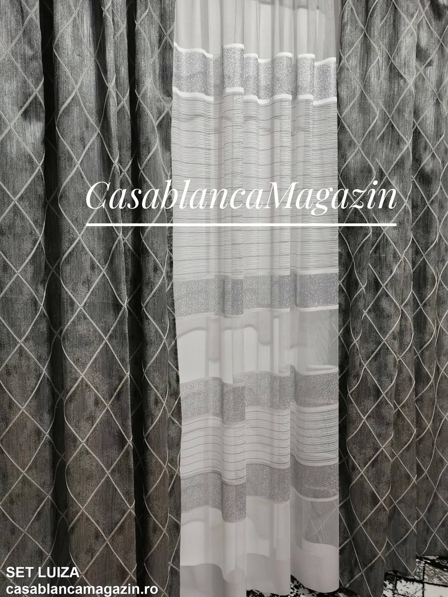 Set perdea si draperie Luiza, imprimeu geometric, ideal pentru spatii contemporane - CASABLANCA Set perdea si draperie Luiza, imprimeu geometric, ideal pentru spatii contemporane Casa Blanca Curtains & Drapes 420.00 CASABLANCA  CASABLANCA