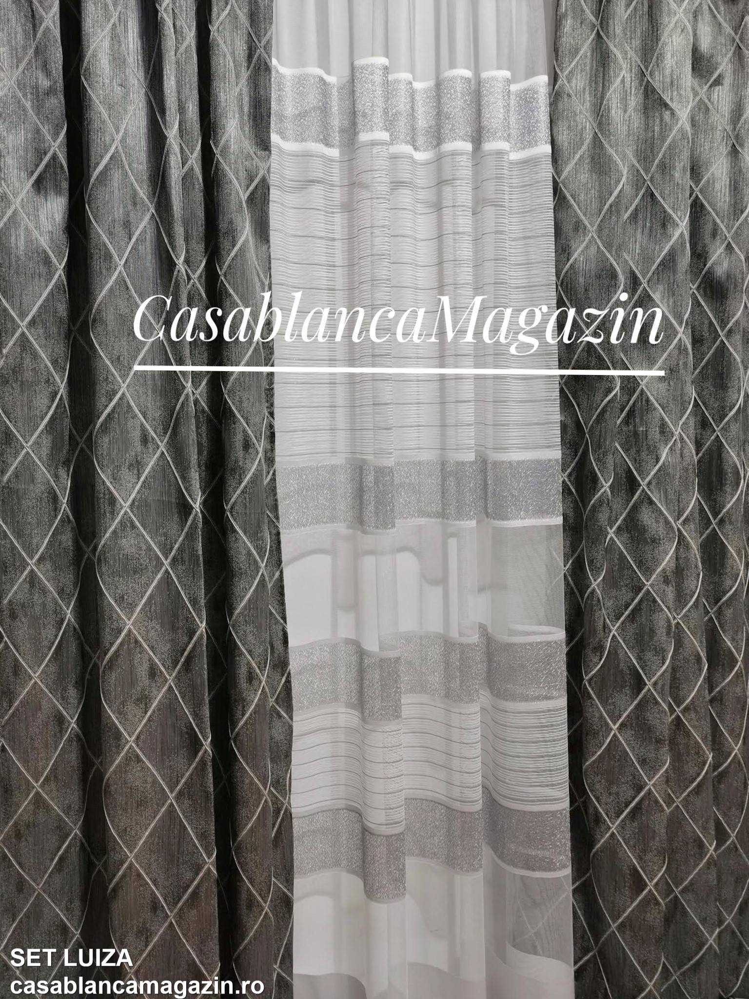 Set perdea si draperie Luiza, imprimeu geometric, ideal pentru spatii contemporane - CASABLANCA Set perdea si draperie Luiza, imprimeu geometric, ideal pentru spatii contemporane Casa Blanca Curtains & Drapes 420.00 CASABLANCA  CASABLANCA