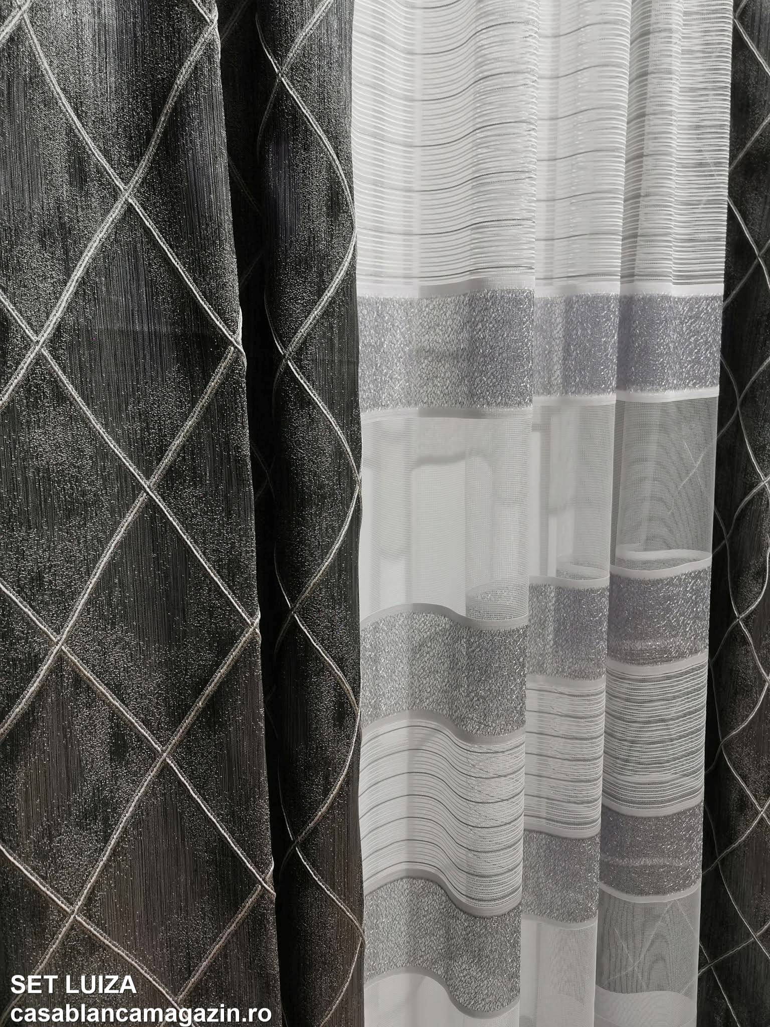 Set perdea si draperie Luiza, imprimeu geometric, ideal pentru spatii contemporane - CASABLANCA Set perdea si draperie Luiza, imprimeu geometric, ideal pentru spatii contemporane Casa Blanca Curtains & Drapes 420.00 CASABLANCA  CASABLANCA